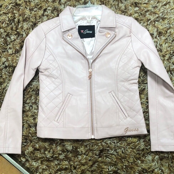 Guess,Girls,faux leather,jacket Pink,Sz 8,lined, zipper pockets, short.! - Picture 2 of 11